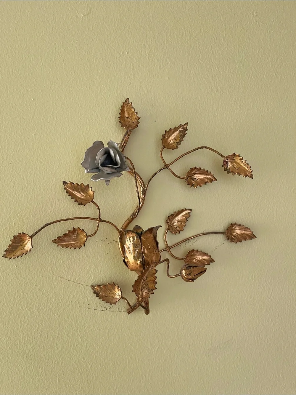 Vintage Gold Rose Wall Candle Holder Sconce